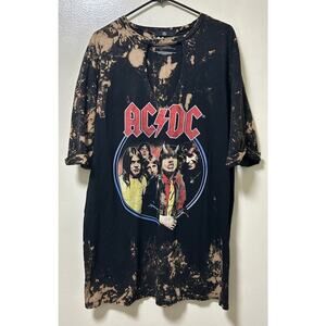 AC/DC Women's Highway to Hell Bleached Cut Out T-Shirt Dress - Size Medium